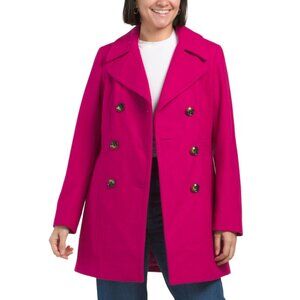 ANNE KLEIN Orchid Wool Double Breasted Peacoat
